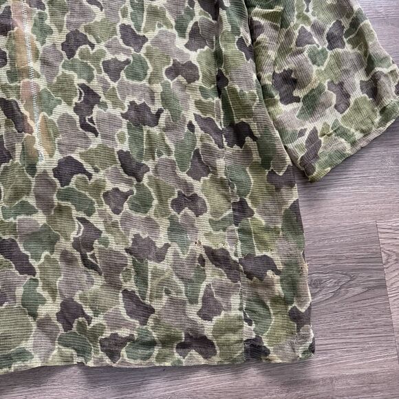 VTG 60s 70s Kamo Vietnam Military Mosquito Net Jacket Large Frog Camo Sheer Mesh - Picture 13 of 15